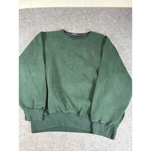 Vintage 90s Polo Ralph Lauren Sweatshirt Mens Large Green Crewneck Red Pony Logo